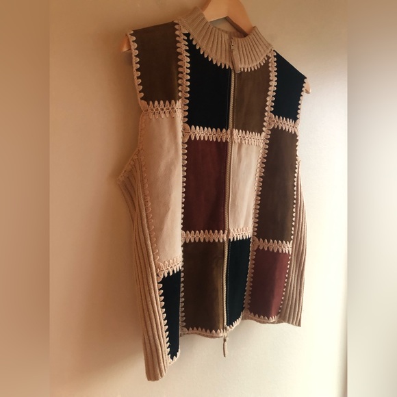 Designers Studio Original 100% Genuine Leather Brown Design Full Zip Vest Size L - Picture 2 of 12